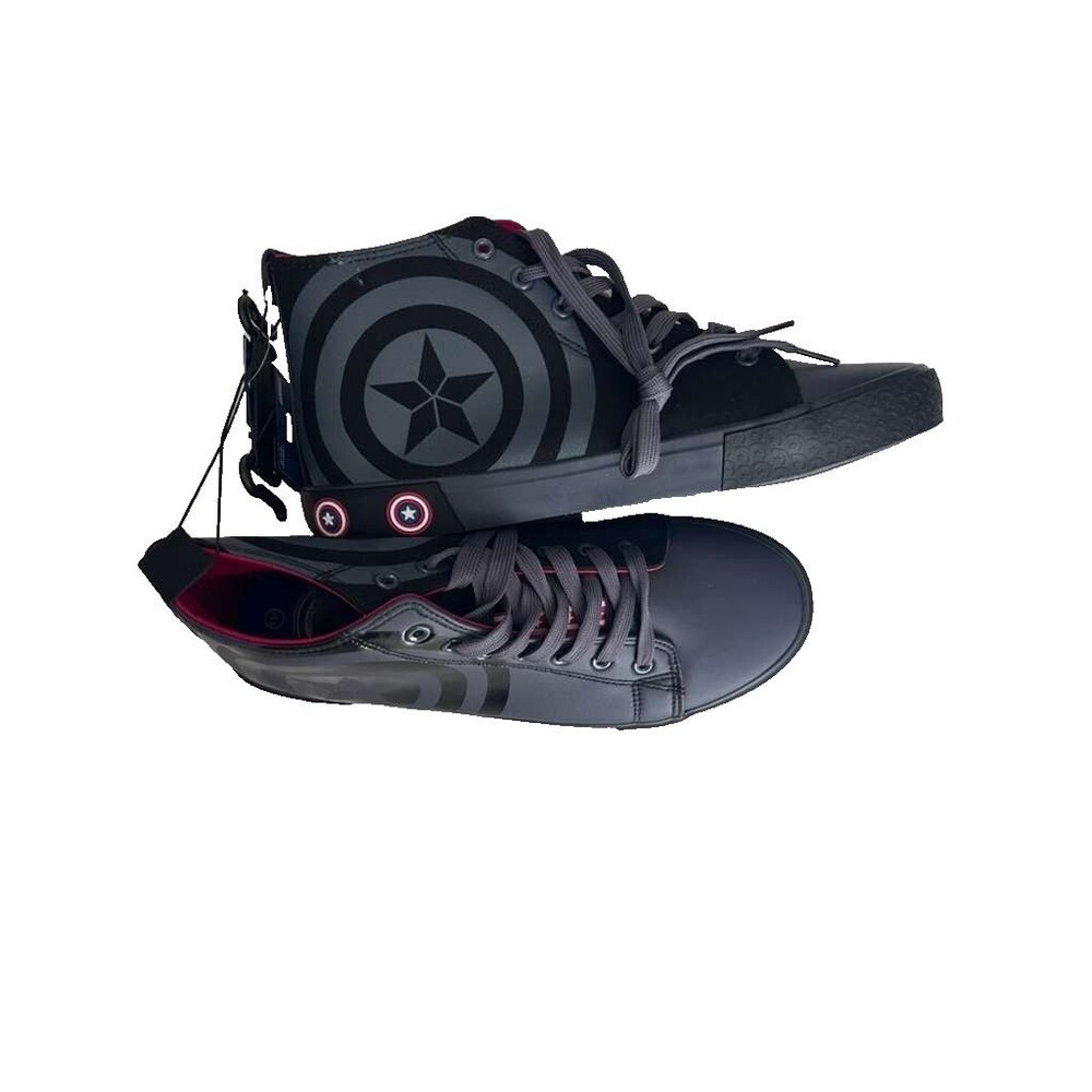 Marvel Captain America Men's Size 11.5 Dark Grey Hi-Top Lace Sneaker Shoes New